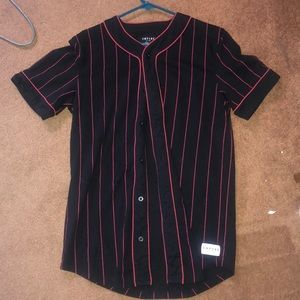 Black + Red striped button up